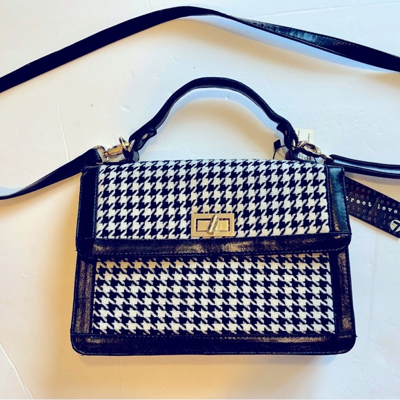 STREET LEVEL Houndstooth Bag with Detachable and Adjustable Cross Body Strap. - Picture 2 of 6